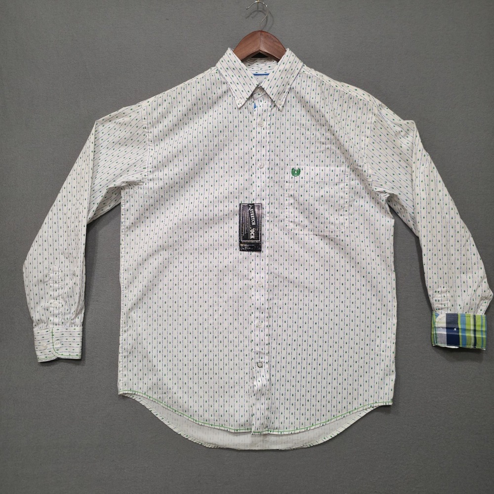 Panhandle Rough Stock Men's‎ Button Up Long Sleeve Flip Cuff Shirt Size Medium